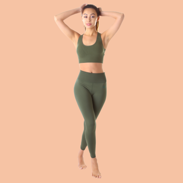 Women's Cropped Yoga Pants/Capris- Organic Cotton/Bamboo Stretch Knit -  Chocolate Brown - Size L/XL - Kobieta Clothing Company